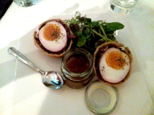 Scotch egg starter at The Rose Garden restaurant West Didsbury