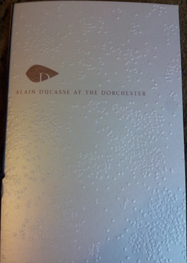 The menu at Alain Ducasse at The Dorchester, London