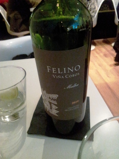 2010 Felino Vina Cobos wine at The Rose Garden restaurant, West Didsbury